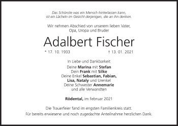 Anzeige von Adalbert Fischer von MGO