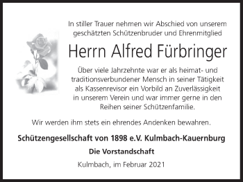 Anzeige von Alfred Fürbringer von MGO