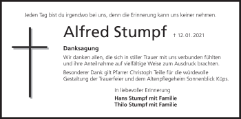 Anzeige von Alfred Stumpf von MGO