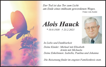 Anzeige von Alois Hauck von MGO