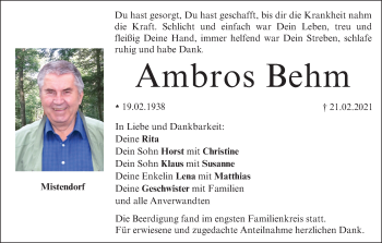 Anzeige von Ambros Behm von MGO