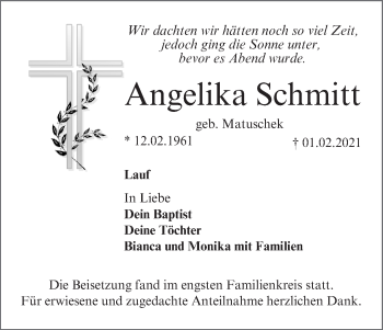Anzeige von Angelika Schmitt von MGO