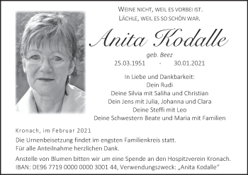 Anzeige von Anita Kodalle von MGO