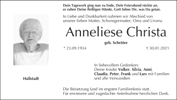 Anzeige von Anneliese Christa von MGO