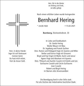 Anzeige von Bernhard Hering von MGO