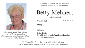 Anzeige von Betty Mehnert von MGO