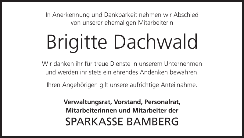  Traueranzeige für Brigitte Dachwald vom 10.02.2021 aus MGO