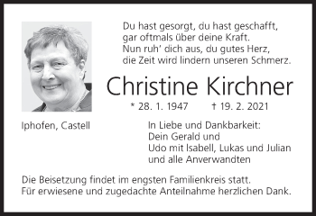 Anzeige von Christine Kirchner von MGO