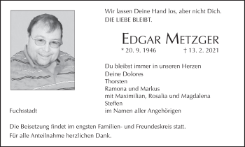 Anzeige von Edgar Metzger von MGO