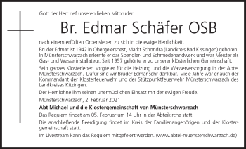 Anzeige von Edmar Schäfer von MGO
