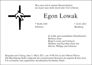 Anzeige von Egon Lowak von MGO