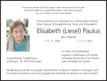 Anzeige von Elisabeth Paulus von MGO