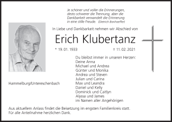 Anzeige von Erich Klubertanz von MGO