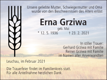 Anzeige von Erna Grziwa von MGO