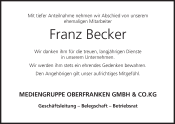 Anzeige von Franz Becker von MGO