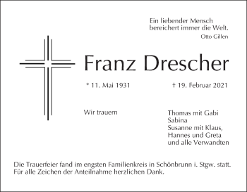 Anzeige von Franz Drescher von MGO
