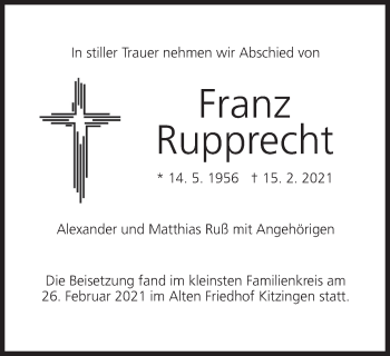 Anzeige von Franz Rupprecht von MGO