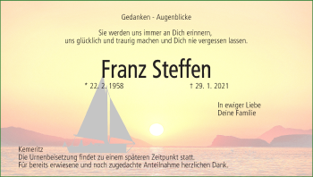 Anzeige von Franz Steffen von MGO