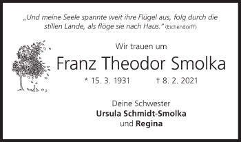 Anzeige von Franz Theodor Smolka von MGO