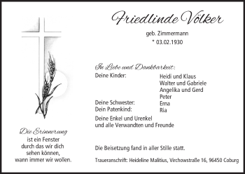 Anzeige von Friedlinde Völker von MGO