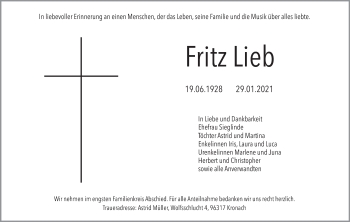 Anzeige von Fritz Lieb von MGO