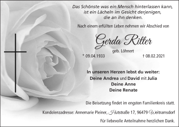 Anzeige von Gerda Ritter von MGO