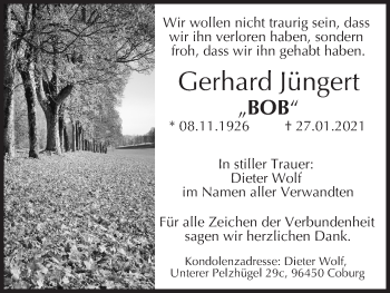 Anzeige von Gerhard Jüngert von MGO