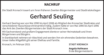 Anzeige von Gerhard Seuling von MGO