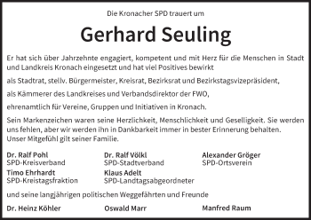 Anzeige von Gerhard Seuling von MGO