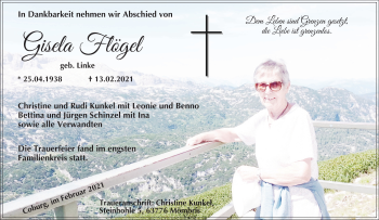 Anzeige von Gisela Flögel von MGO