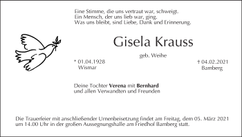 Anzeige von Gisela Krauss von MGO