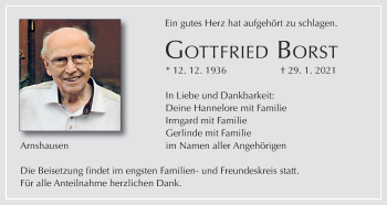 Anzeige von Gottfried Borst von MGO