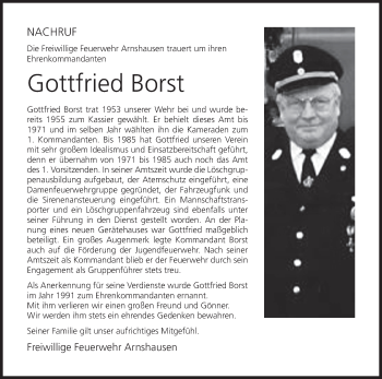Anzeige von Gottfried Borst von MGO