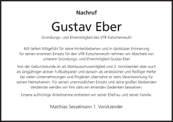 Anzeige von Gustav Eber von MGO