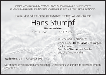 Anzeige von HAns Stumpf von MGO