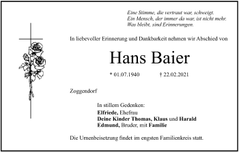 Anzeige von Hans Baier von MGO