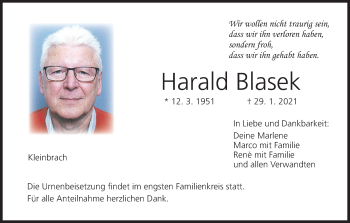 Anzeige von Harald Blasek von MGO