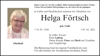Anzeige von Helga Förtsch von MGO