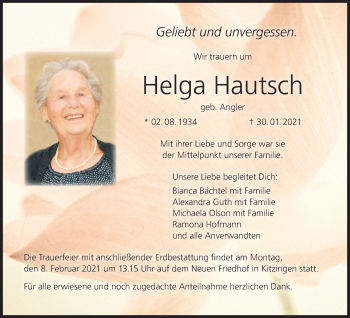 Anzeige von Helga Hautsch von MGO