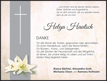 Anzeige von Helga Hautsch von MGO