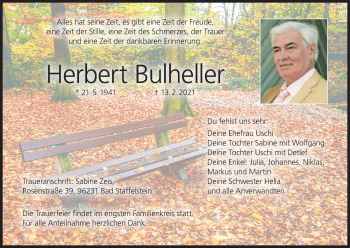 Anzeige von Herbert Bulheller von MGO
