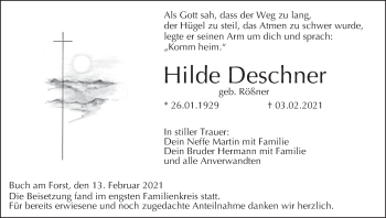 Anzeige von Hilde Deschner von MGO