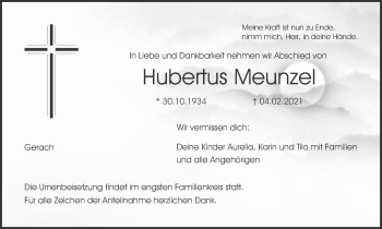 Anzeige von Hubertus Meunzel von MGO
