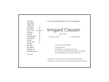 Anzeige von Irmgard Clausen von MGO