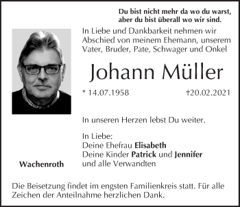 Anzeige von Johann Müller von MGO