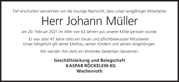Anzeige von Johann Müller von MGO