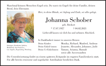 Anzeige von Johanna Schober von MGO