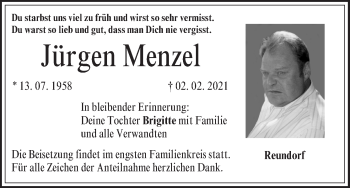 Anzeige von Jürgen Menzel von MGO