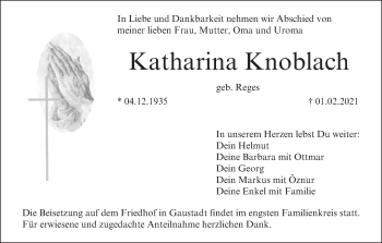 Anzeige von Katharina Knoblach von MGO