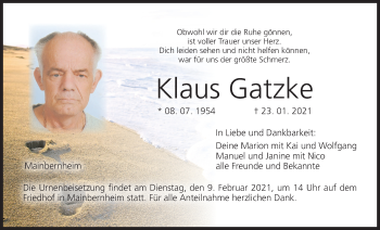 Anzeige von Klaus Gatzke von MGO